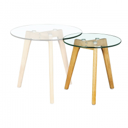 TARGET Τραπεζάκι Βοηθητικό Ξύλο - Γυαλί 8mm  Φ 40cm H.41cm