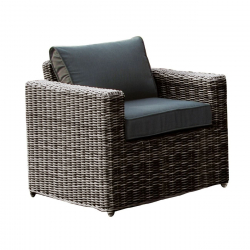 ARIZONA Πολυθρόνα Καθιστικού Κήπου ALU, Wicker Grey Brown, Μαξιλάρια Ανθρακί  77x77x73cm
