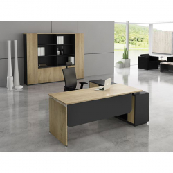 PROJECT Γραφείο Αριστερή Γωνία Απόχρωση Sonoma - Γκρι  180x80/160x40 (H.75)cm