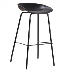 PENTOS Σκαμπό BAR, Μέταλλο Βαφή Μαύρο, PP Μαύρο  49x46x76/83cm
