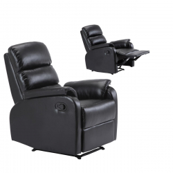 COMFORT Πολυθρόνα Relax Σαλονιού - Καθιστικού, PU Μαύρο  79x97x101cm