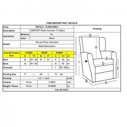 COMFORT Πολυθρόνα Relax Σαλονιού - Καθιστικού, PU Μαύρο  79x97x101cm