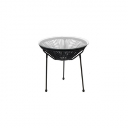ACAPULCO Τραπεζάκι Μέταλλο Βαφή Μαύρο, Rattan Μαύρο  Φ50cm H.50cm