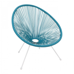 ACAPULCO Πολυθρόνα Μέταλλο Βαφή Άσπρο, Rattan Μπλε  73x76x89cm