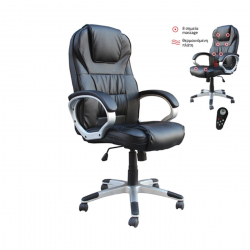 BF7300 Πολυθρόνα Γραφείου Διευθυντή, 8 Σημεία Massage, Θερμαινόμενη Πλάτη, Pu Μαύρο  66x72x112/122cm