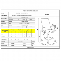 BF4800 Πολυθρόνα Διευθυντή Μέταλλο Χρώμιο - PU Άσπρο  55x66x116/126cm
