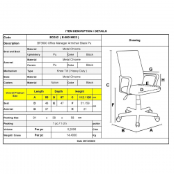 BF3600 Πολυθρόνα Διευθυντή Μέταλλο Βάση Χρώμιο, PU Μαύρο  55x67x112/120cm