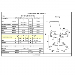 BF2008 Πολυθρόνα Γραφείου Διευθυντή - Mesh Μαύρο  59x63x111/121cm