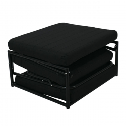 LOGAN Σκαμπό - Κρεβάτι, Σαλονιού - Καθιστικού, Στρώμα 7cm, Ύφασμα Μαύρο  72x65x42cm Bed:72x180x42cm