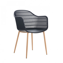 BERRY Πολυθρόνα Μέταλλο Βαφή Φυσικό, PP-UV Μαύρο  58x58x85cm