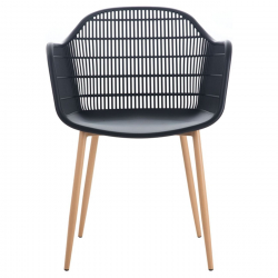 BERRY Πολυθρόνα Μέταλλο Βαφή Φυσικό, PP-UV Μαύρο  58x58x85cm