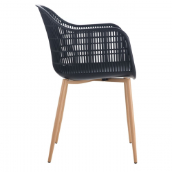 BERRY Πολυθρόνα Μέταλλο Βαφή Φυσικό, PP-UV Μαύρο  58x58x85cm