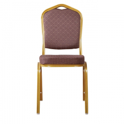 HILTON Καρέκλα Μέταλλο Βαφή Gold, Ύφασμα Καφέ  44x55x93cm