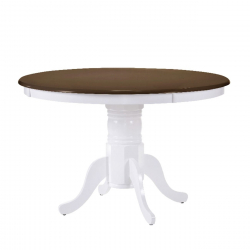 NIRVANA Τραπέζι Τραπεζαρίας Κουζίνας, Επεκτεινόμενο, Άσπρο - Καρυδί  Φ106 (+30)x75cm