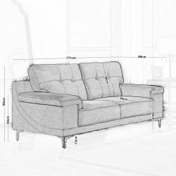 NOTE Kαναπές Σαλονιού - Καθιστικού 2Θέσιος, Ύφασμα Ανοιχτό Γκρι  171x89x85cm