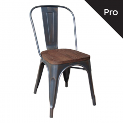 RELIX Wood Καρέκλα-Pro, Στοιβαζόμενη, Μέταλλο Βαφή Antique Black,Κάθισμα Dark Oak  45x51x85cm