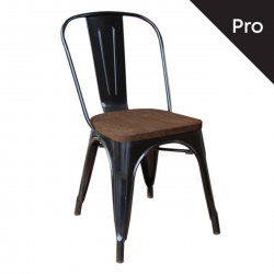 RELIX Wood Καρέκλα-Pro, Στοιβαζόμενη, Μέταλλο Βαφή Μαύρο, Κάθισμα Dark Oak  45x51x85cm