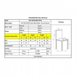 VIHAR Καρέκλα Ξύλο Ακακία Φυσικό  45x49x86cm