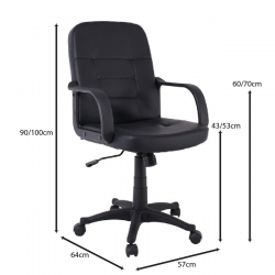 BF1300 Πολυθρόνα Γραφείου PU Μαύρο  59x61x90/100cm