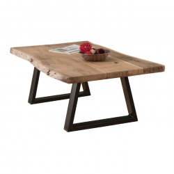 LIZARD Slim Τραπεζάκι Σαλονιού Καθιστικού, Μέταλλο Βαφή Μαύρο, Ξύλο Ακακία Φυσικό  115x65x40cm Solid Wood 25mm