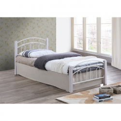 NORTON Κρεβάτι Διπλό, για Στρώμα 140x190cm, Μέταλλο Βαφή Άσπρο, Ξύλο Άσπρο  145x201x79cm