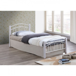 NORTON Κρεβάτι Διπλό, για Στρώμα 140x190cm, Μέταλλο Βαφή Άσπρο, Ξύλο Άσπρο  145x201x79cm