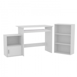 DECON Set Γραφείο Άσπρο: Γραφείο 90x50x75cm Βιβλιοθήκη 50x23x80cm Ντουλάπι 41x29x54cm  90x50x75-50x23x80-41x29x54cm