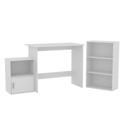 DECON Set Γραφείο Άσπρο: Γραφείο 90x50x75cm Βιβλιοθήκη 50x23x80cm Ντουλάπι 41x29x54cm  90x50x75-50x23x80-41x29x54cm