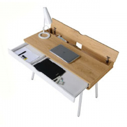 ΓΡΑΦΕΙΟ Η/Υ Μέταλλο Βαφή Άσπρο, Melamine Beech  115x55x75cm