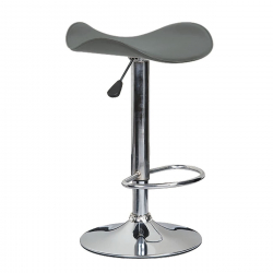 SADDLE Σκαμπό BAR, Βάση Χρώμιο, Pvc Γκρι, Ρύθμιση Ύψους, Περιστρεφόμενο  45x43x58/64-79/85cm