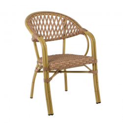 VEGERA Rattan Πολυθρόνα Dining Αλουμίνιο Φυσικό, Wicker Φυσικό, Στοιβαζόμενη  57x59x84cm