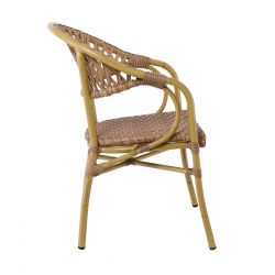 VEGERA Rattan Πολυθρόνα Dining Αλουμίνιο Φυσικό, Wicker Φυσικό, Στοιβαζόμενη  57x59x84cm