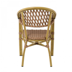 VEGERA Rattan Πολυθρόνα Dining Αλουμίνιο Φυσικό, Wicker Φυσικό, Στοιβαζόμενη  57x59x84cm