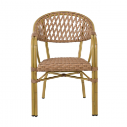 VEGERA Rattan Πολυθρόνα Dining Αλουμίνιο Φυσικό, Wicker Φυσικό, Στοιβαζόμενη  57x59x84cm