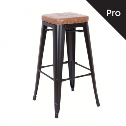 RELIX Σκαμπό Bar-Pro, Στοιβαζόμενο, Μέταλλο Βαφή Μαύρο Matte, Pu Camel  43x43x78cm