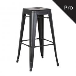 RELIX Σκαμπό Bar-Pro, Στοιβαζόμενο, Μέταλλο Βαφή Μαύρο Matte  43x43 H.76cm