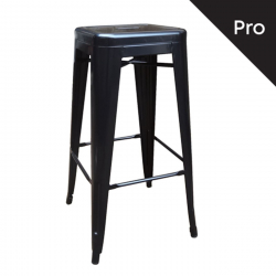 RELIX Σκαμπό Bar-Pro H.67cm, Στοιβαζόμενο, Μέταλλο Βαφή Μαύρο  43x43 H.67cm