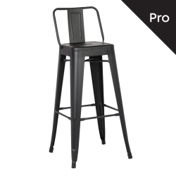 RELIX Σκαμπό Bar-Pro με Πλάτη, Μέταλλο Βαφή Μαύρο Matte  43x43x76/100cm