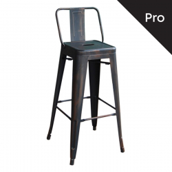 RELIX Σκαμπό Bar-Pro με Πλάτη, Μέταλλο Βαφή Antique Black  43x43x76/100cm