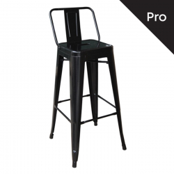 RELIX Σκαμπό Bar-Pro με Πλάτη, Μέταλλο Βαφή Μαύρο  43x43x76/100cm