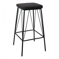 PANTON Σκαμπό BAR, Μέταλλο Βαφή Μαύρο, PU Απόχρωση Vintage Black  43x43x76cm