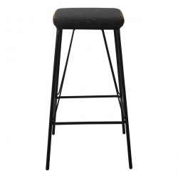PANTON Σκαμπό BAR, Μέταλλο Βαφή Μαύρο, PU Απόχρωση Vintage Black  43x43x76cm