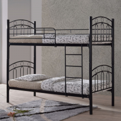 DECKER Κρεβάτι Κουκέτα Μέταλλο Βαφή Μαύρο  98x210x176 (Στρώμα 90x200)cm