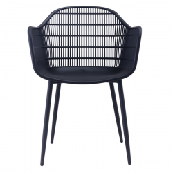 BERRY Πολυθρόνα Μέταλλο Βαφή Μαύρο, PP-UV Μαύρο  58x58x85cm
