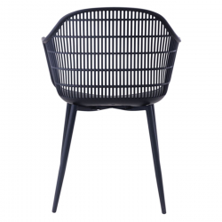 BERRY Πολυθρόνα Μέταλλο Βαφή Μαύρο, PP-UV Μαύρο  58x58x85cm