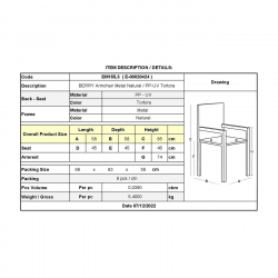 BERRY Πολυθρόνα Μέταλλο Βαφή Φυσικό, PP-UV Tortora  58x58x85cm