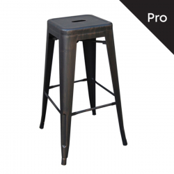 RELIX Σκαμπό Bar-Pro H.67cm, Στοιβαζόμενο, Μέταλλο Βαφή Antique Black  43x43 H.67cm