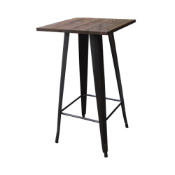 RELIX Wood Τραπέζι Bar-Pro, Μέταλλο Βαφή Antique Black, Απόχρωση Ξύλου Dark Oak  60x60x102cm