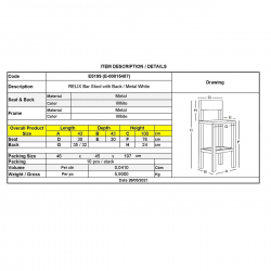 RELIX Σκαμπό Bar-Pro με Πλάτη, Μέταλλο Βαφή  Άσπρο  43x43x76/100cm