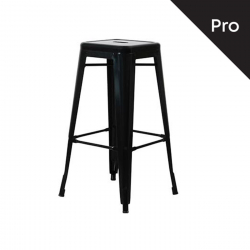 RELIX Σκαμπό Bar-Pro, Στοιβαζόμενο, Μέταλλο Βαφή Μαύρο  43x43 H.76cm